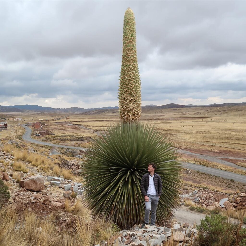 cholovik bilya gigantskoyi puya raimondii - Природа - 50Plus