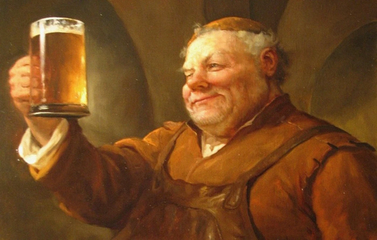 Средневековый монах с пивом