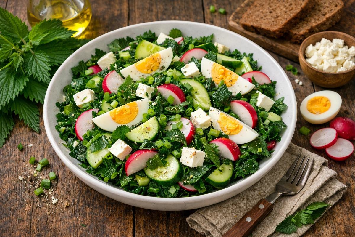 Салат з молодою кропивою покроковий рецепт з весняного меню